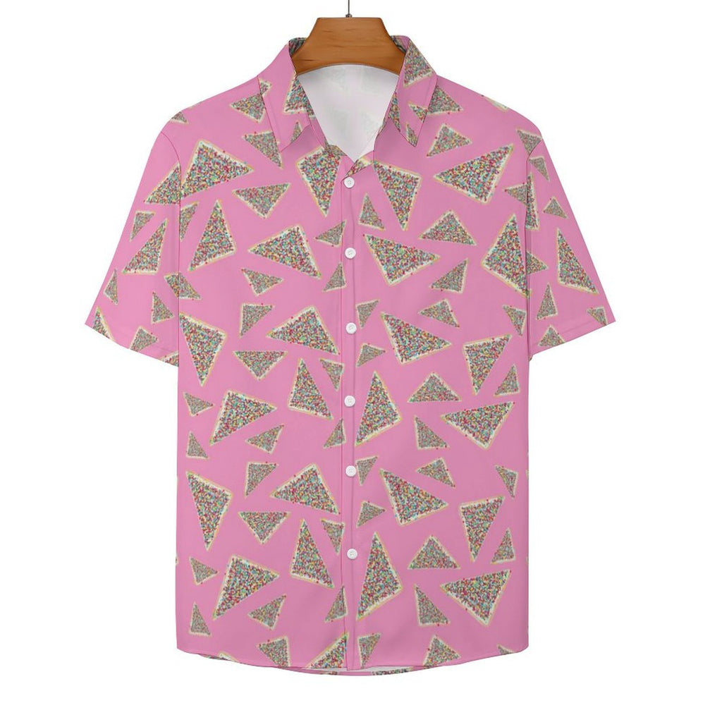 Fairy Bread Pink Women's Collared Pocketless Short Sleeve Shirt
