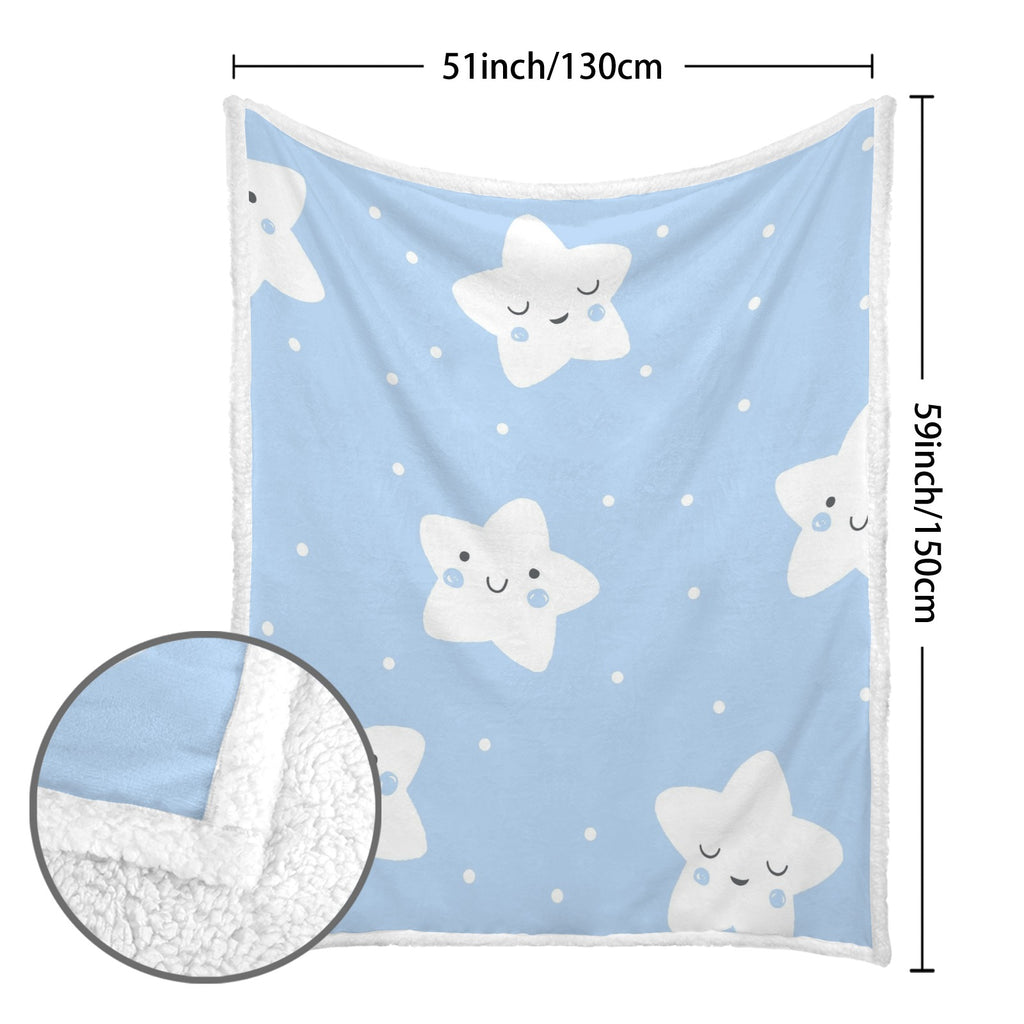 Happy Stars - Double-Layer Fleece Blanket 51"x59"