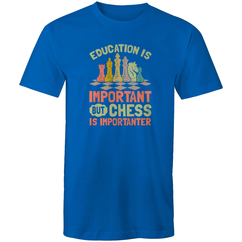 Chess And Education - Mens T-Shirt Bright Royal Mens T-shirt Chess Games Printed In Australia