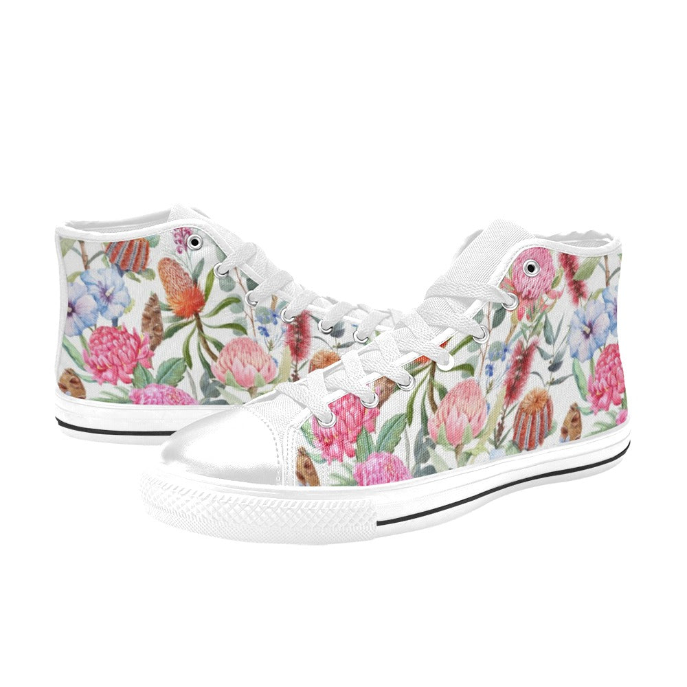 Australian Flowers - Women's High Top Canvas Shoes Womens Classic High Top Shoes Plants Printed Offshore