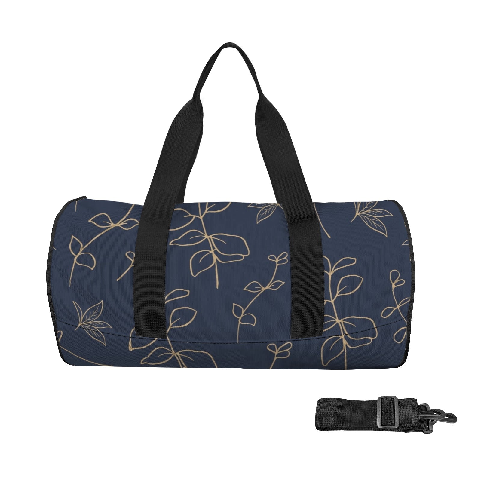 Gold Flowers On Navy Duffle Bag one size Duffle Bag Printed Offshore