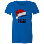 Santa Time - Womens T-shirt Bright Royal Womens Christmas T-shirt Christmas Printed In Australia