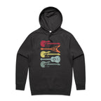 Retro Guitars - Mens Hoodie Coal Mens Hoodie Music Printed In Australia
