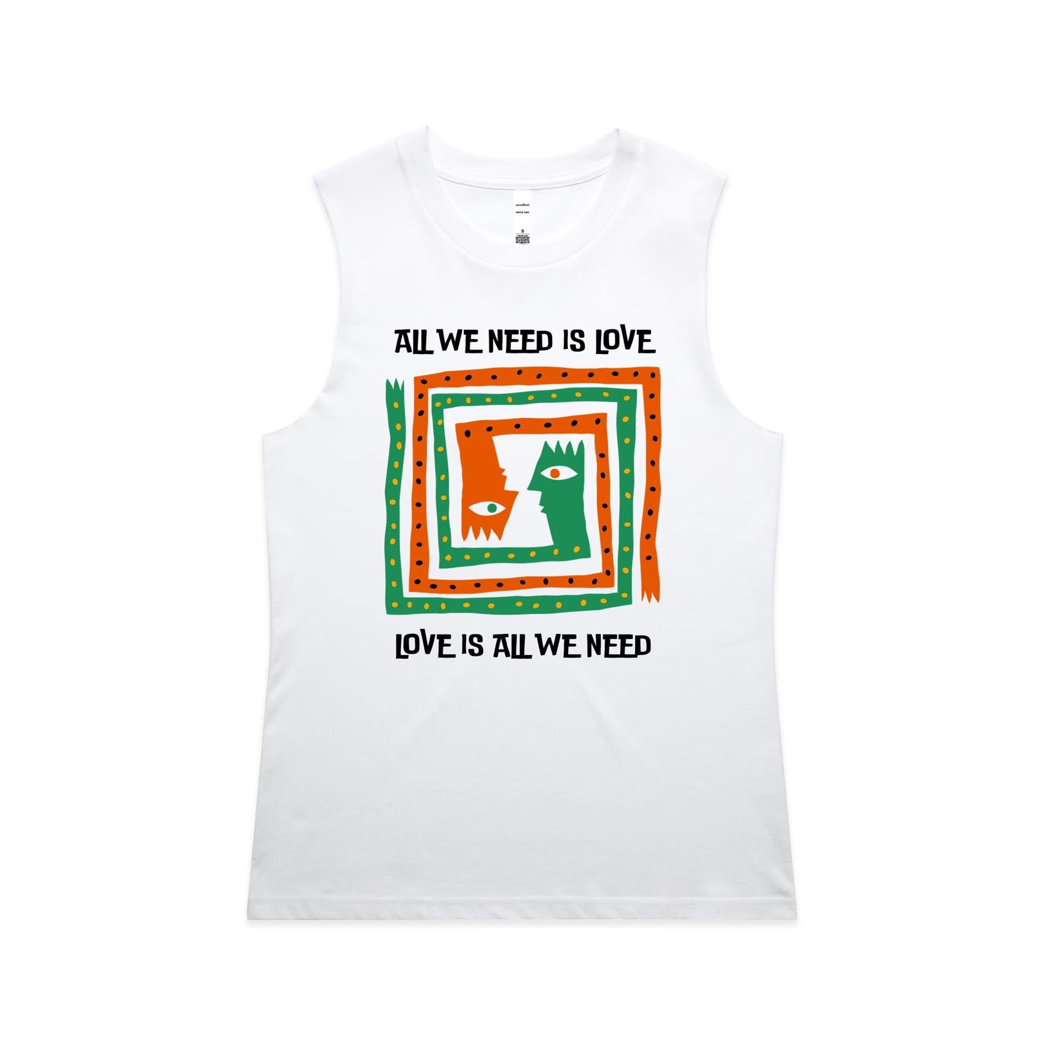 All We Need Is Love - AS Colour Women's Maple Tank White Womens Maple Tank Top Love Printed In Australia