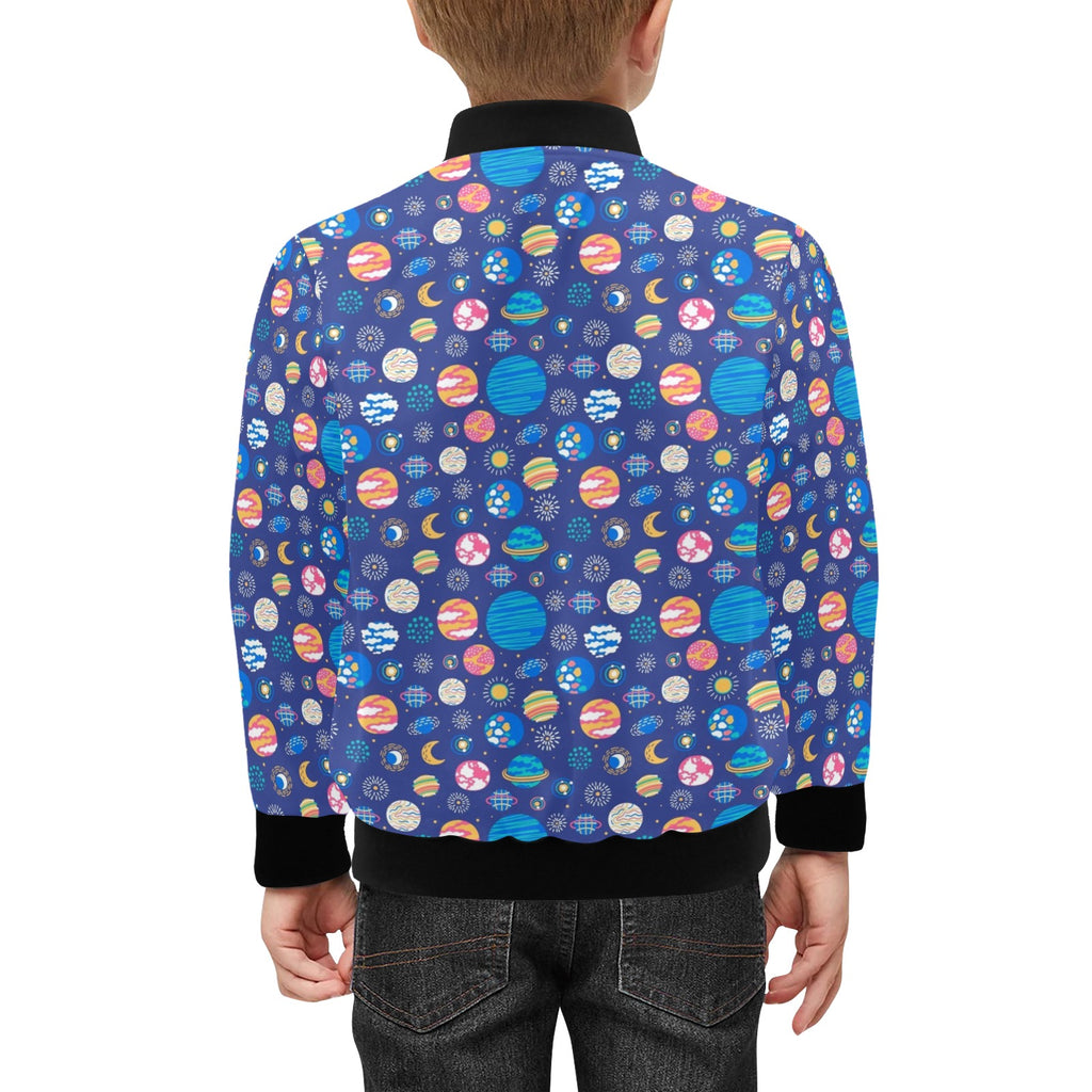Planets On Blue Kids Bomber Jacket