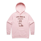 Coffee Makes Me Nicer, Raccoon - Womens Hoodie Pink Womens Hoodie animal Coffee Printed In Australia