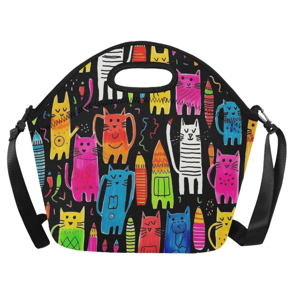 Colourful Cats - Neoprene Lunch Bag One Size Neoprene Lunch Bag Printed Offshore