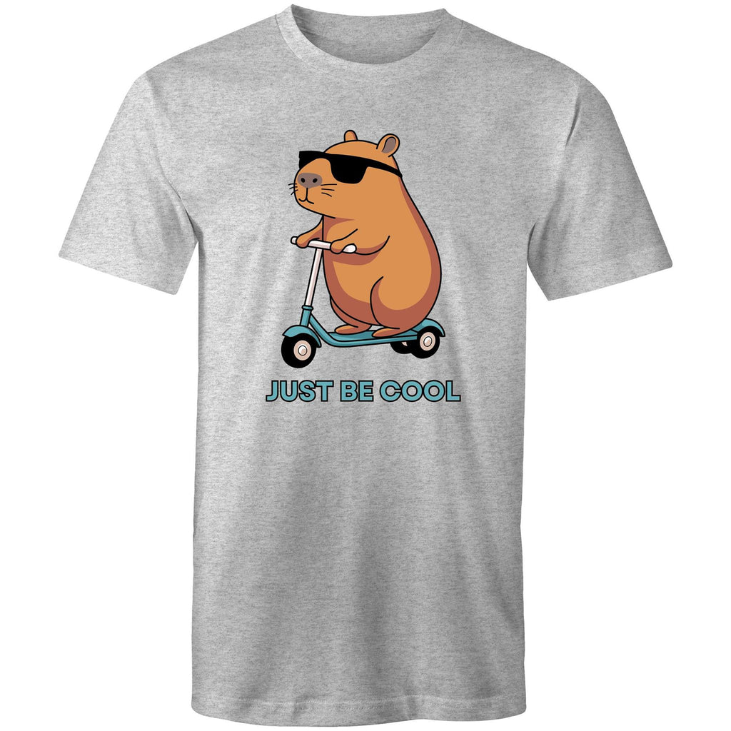Just Be Cool, Capybara - Mens T-Shirt Grey Marle Mens T-shirt animal Printed In Australia