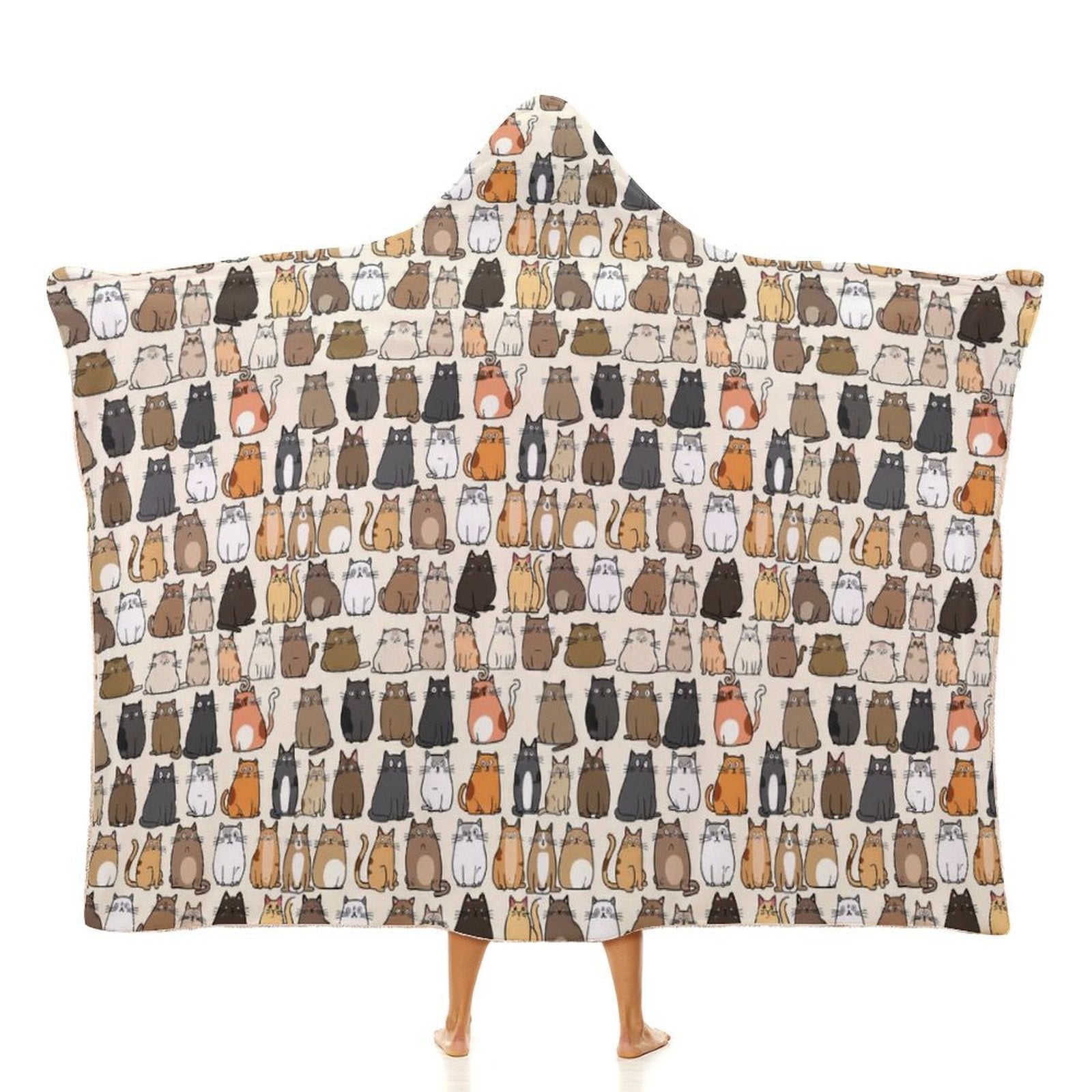 Lots Of Cats Kids Hooded Blanket 100cm x 130cm white 40"×50" Kids Hooded Blanket animal Printed Offshore