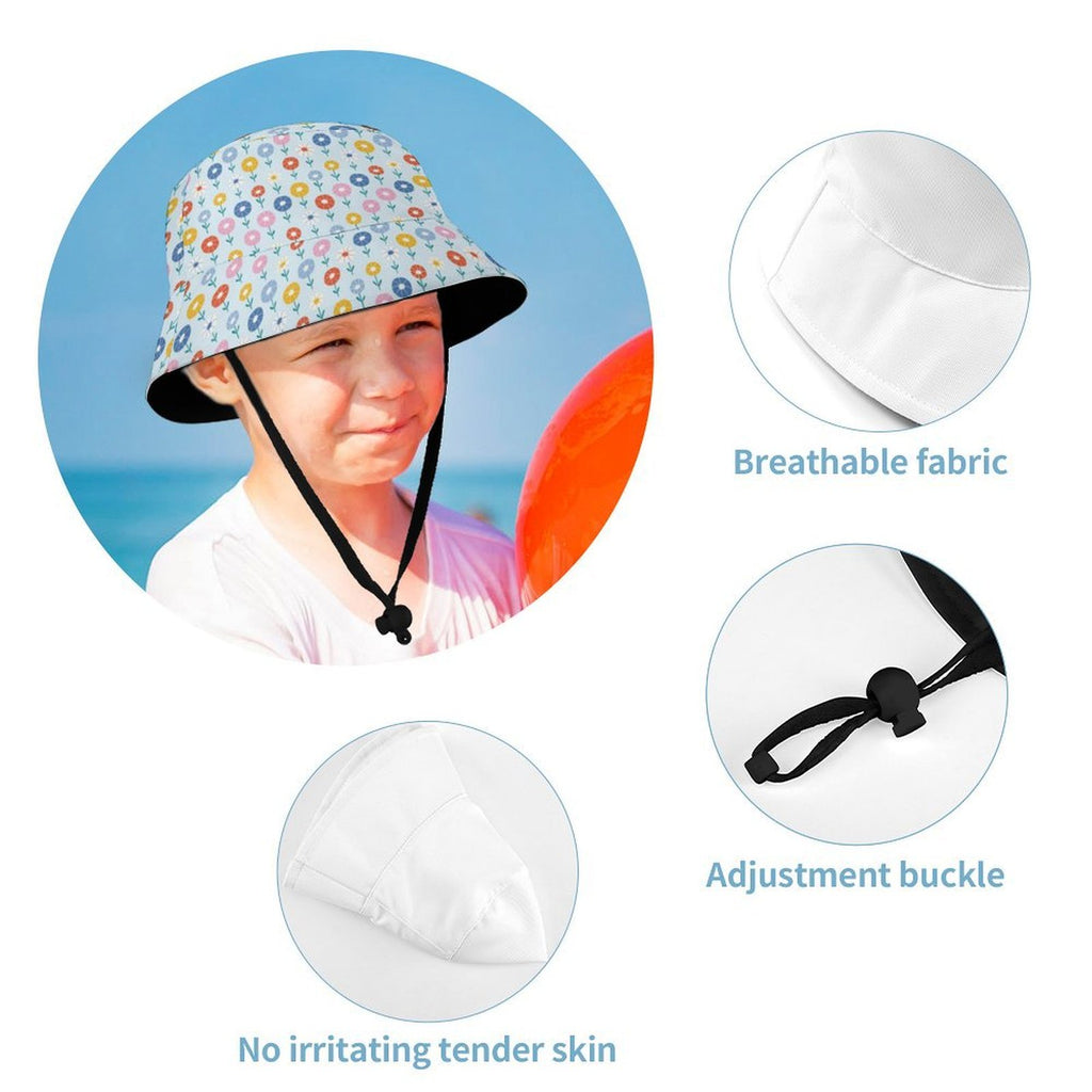 Abstract Cute Flowers Kids Bucket Hat Kids Bucket Hat Plants Printed Offshore