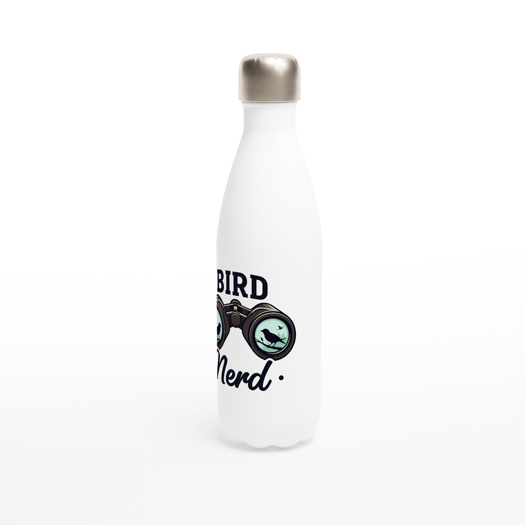 Bird Nerd - White 17oz Stainless Steel Water Bottle White Water Bottle animal Globally Fulfilled