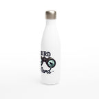 Bird Nerd - White 17oz Stainless Steel Water Bottle White Water Bottle animal Globally Fulfilled