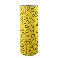 Black Squiggle On Yellow 20oz Tall Skinny Tumbler with Lid and Straw One Size 20oz Tall Skinny Tumbler with Lid and Straw Printed Offshore