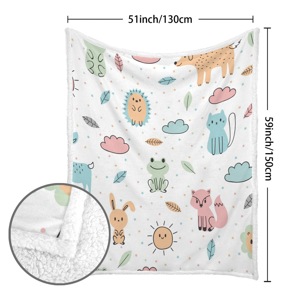 Cute Animals - Double-Layer Fleece Blanket 51"x59"