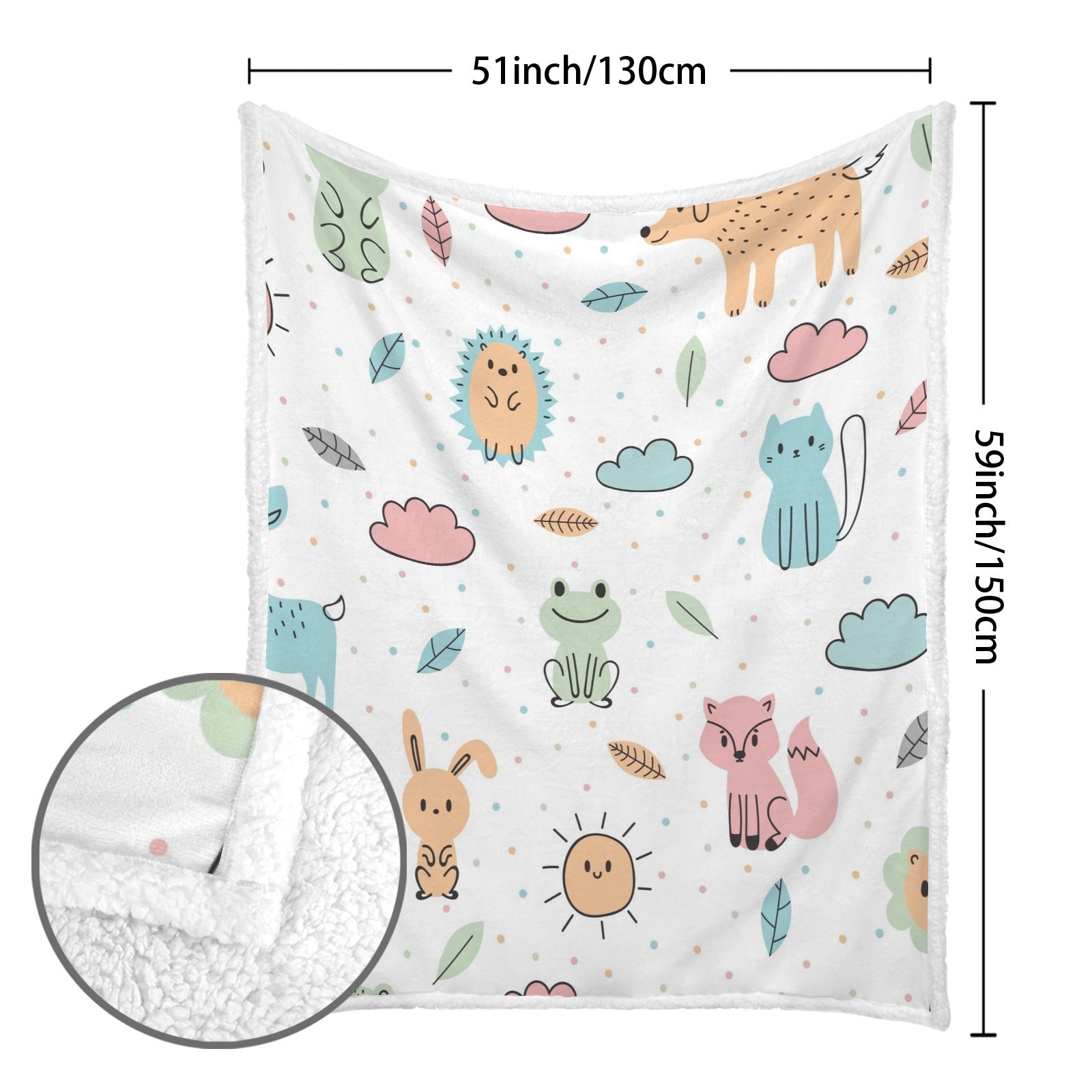 Cute Animals - Double-Layer Fleece Blanket 51"x59"