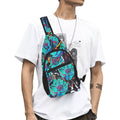 Flower It Blue Chest Bag One Size Cross Body Chest Bag Plants Printed Offshore