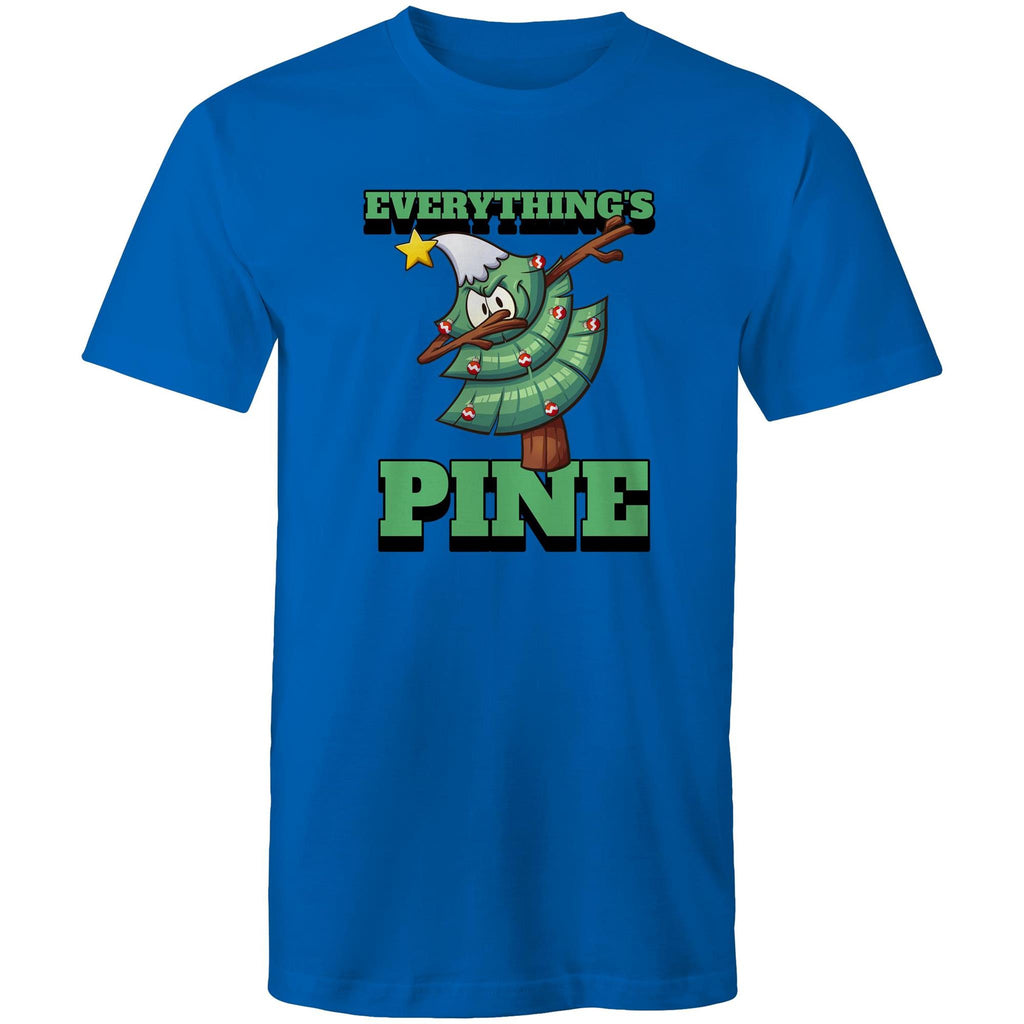 Everything's Pine, Christmas - Mens T-Shirt Bright Royal Mens Christmas T-shirt Christmas Printed In Australia