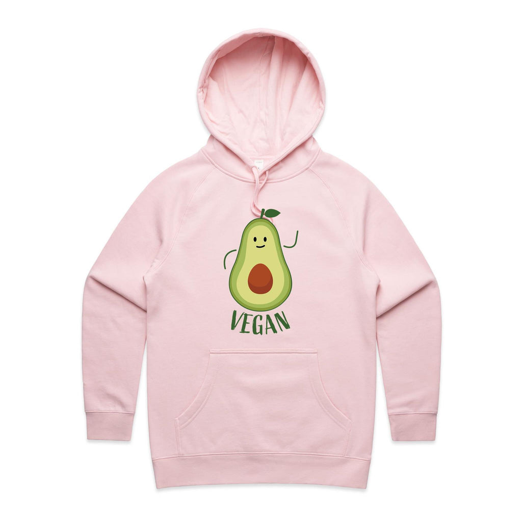 Vegan Avocado - Womens Hoodie Pink Womens Hoodie Food Printed In Australia