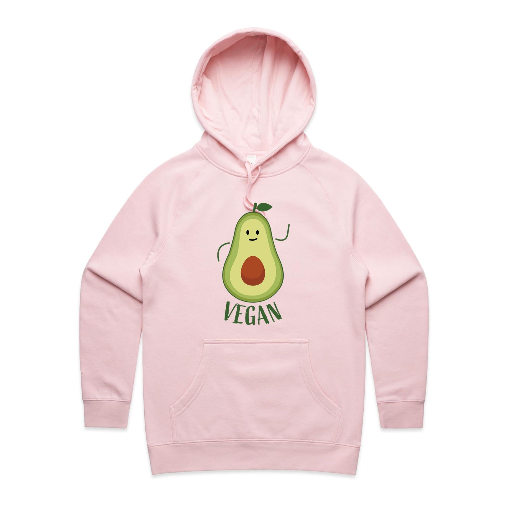 Vegan Avocado - Womens Hoodie Pink Womens Hoodie Food Printed In Australia