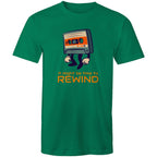 Cassette Tape, It Might Be Time To Rewind - Mens T-Shirt Kelly Green Mens T-shirt Music Printed In Australia Retro