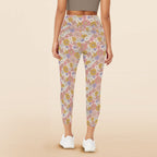 Faded Floral Women's High Waist Pockets Yoga Leggings
