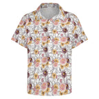 Painted Flowers Women's Short-Sleeve Button Up Shirt Women's Short-Sleeve Button Up Shirt Plants Printed Offshore