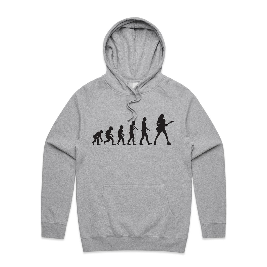Guitarist Evolution - Mens Hoodie Grey Marle Mens Hoodie Music Printed In Australia