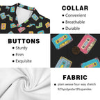 Colourful Cassettes Men's Short Sleeve Hawaiian Shirt Men's Hawaiian Shirt (New) Music Printed Offshore Retro