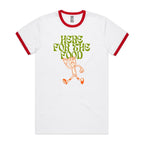 Here For The Food - Staple Ringer Tee White Red Ringer T-Shirt Food Printed In Australia