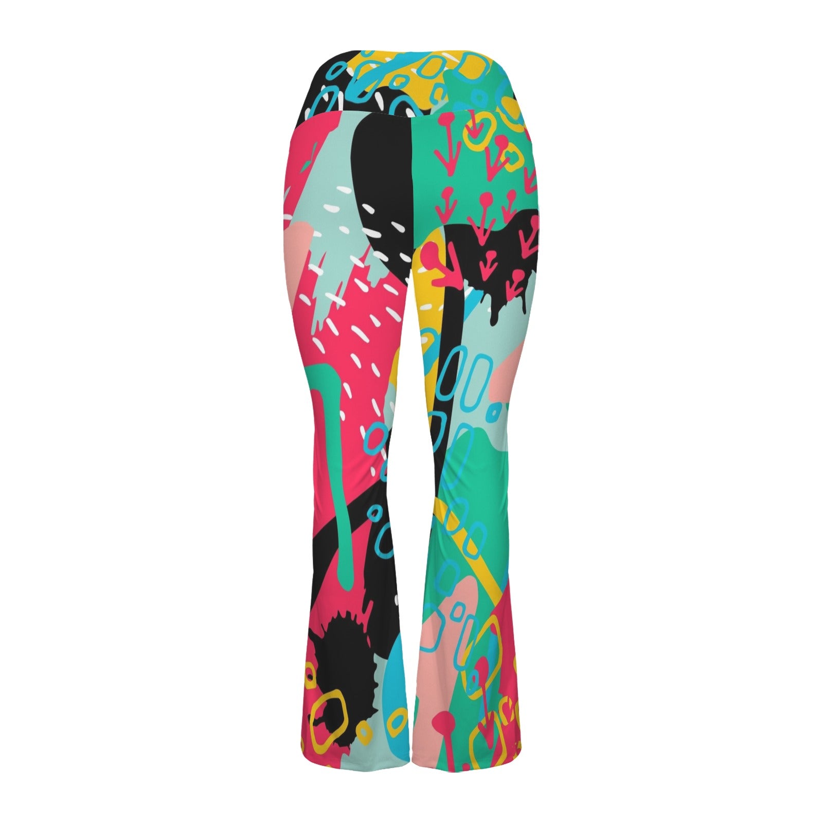 Bright Abstract High Waist Crossover Tummy Control Flare Leggings High Waist Flare Leggings Printed Offshore