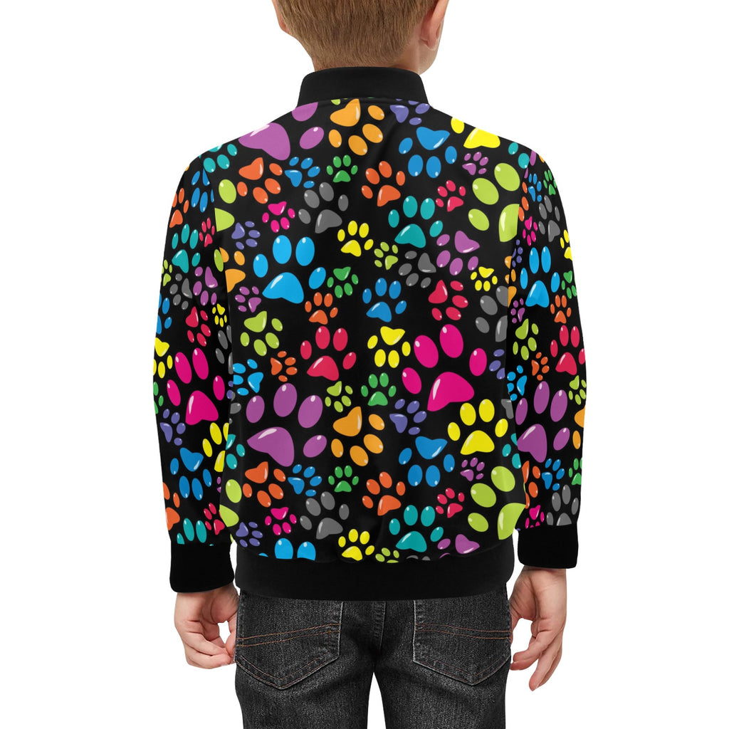 Colourful Dog Paws Kids Bomber Jacket Kids Bomber Jacket animal Printed Offshore