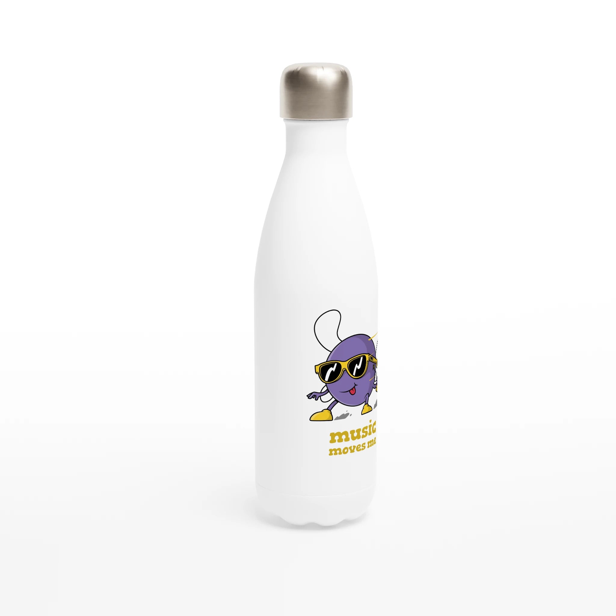 Music Moves Me - White 17oz Stainless Steel Water Bottle White Water Bottle Globally Fulfilled Music