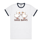 Goose Bumps - Staple Ringer Tee White Navy Ringer T-Shirt animal Printed In Australia