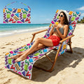 Graphic 80's Beach Chair Towel Cover with Side Pockets