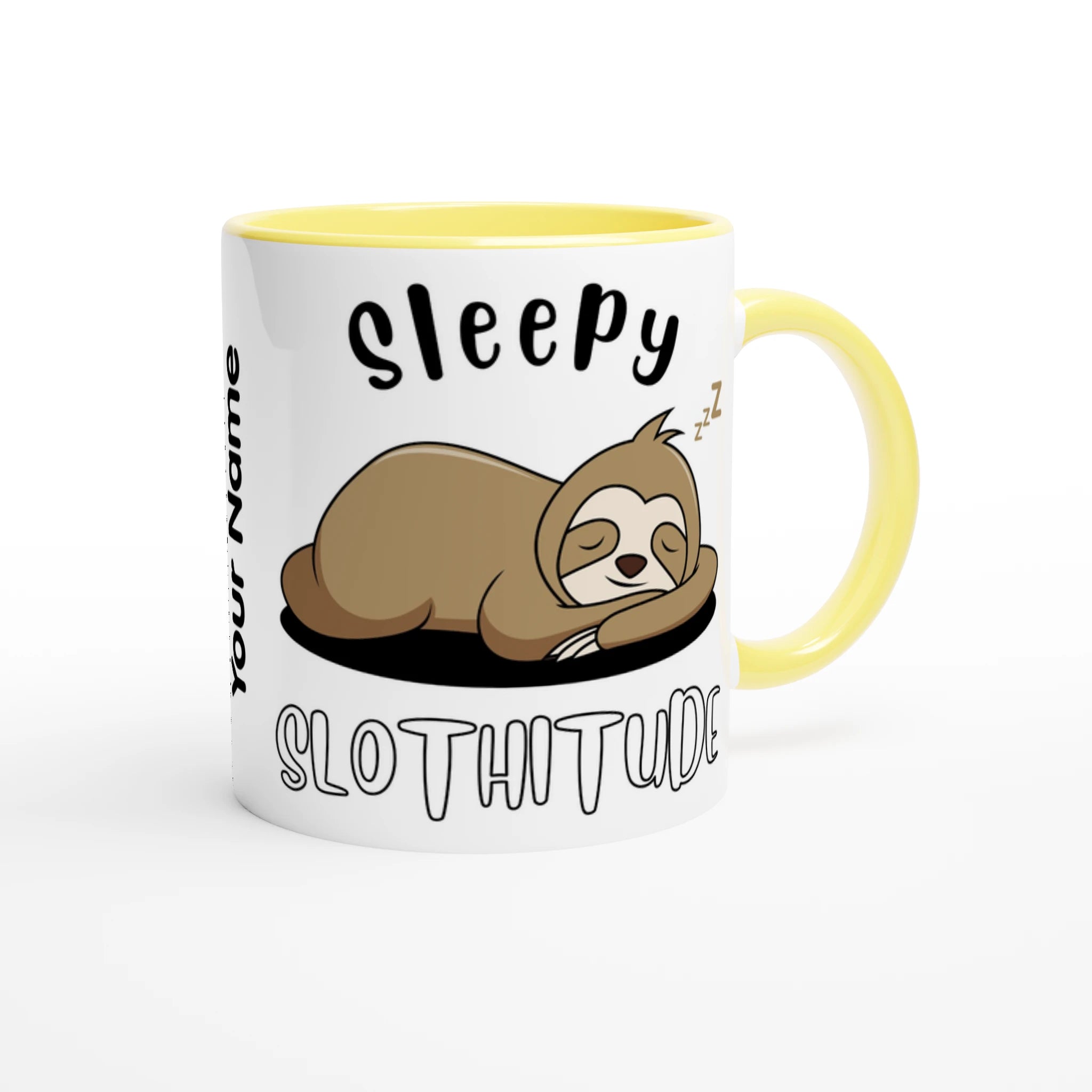 Personalise - Sloth, Sleepy Slothitude - White 11oz Ceramic Mug Personalised Mug animal customise Globally Fulfilled personalise
