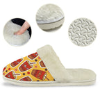 Cola Men's Fur Trim Thick-Sole Indoor Slippers Men's Fur Trimmed Slippers Food Printed Offshore