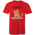 Cat Seriously? - Mens T-Shirt Red Mens T-shirt animal Printed In Australia
