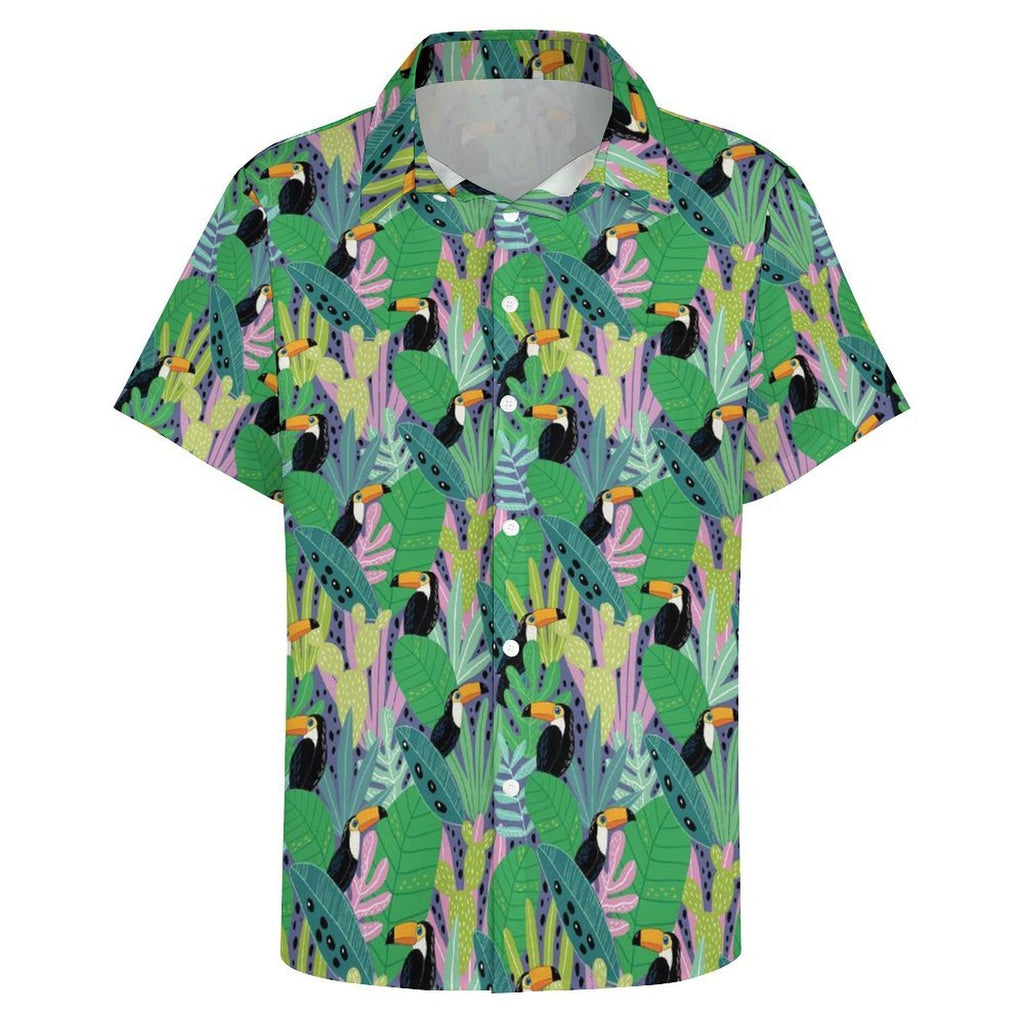 Bright Toucan Women's Short-Sleeve Button Up Shirt Women's Short-Sleeve Button Up Shirt animal Printed Offshore