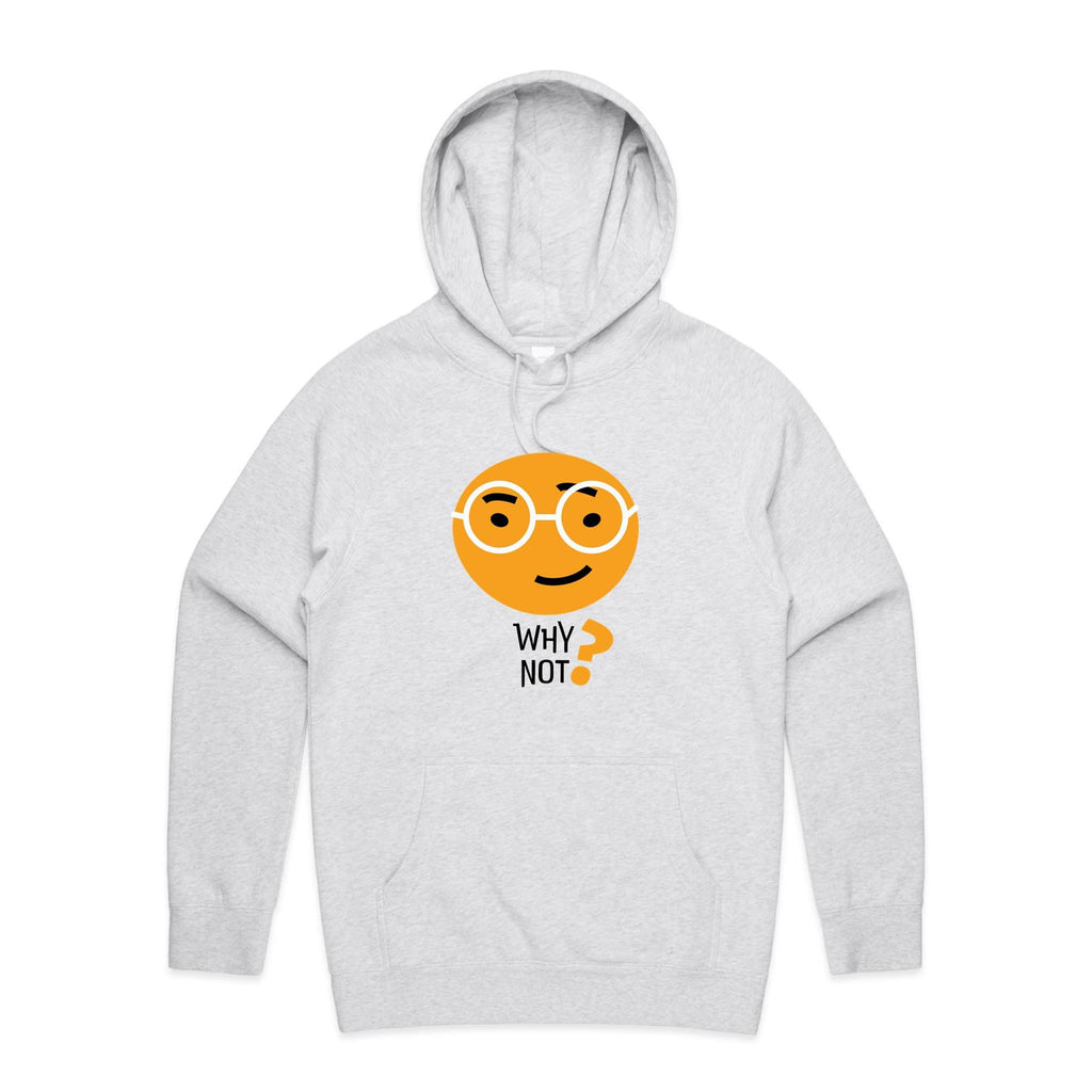 Why Not? - Mens Hoodie White Marle Mens Hoodie Printed In Australia