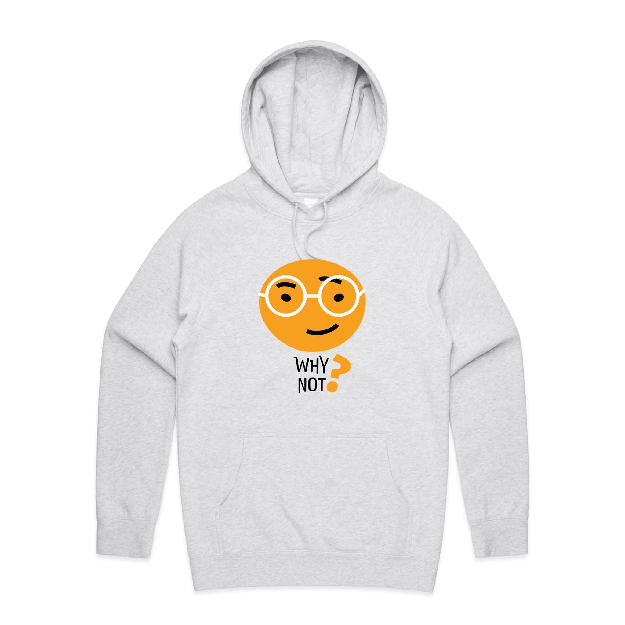 Why Not? - Mens Hoodie White Marle Mens Hoodie Printed In Australia