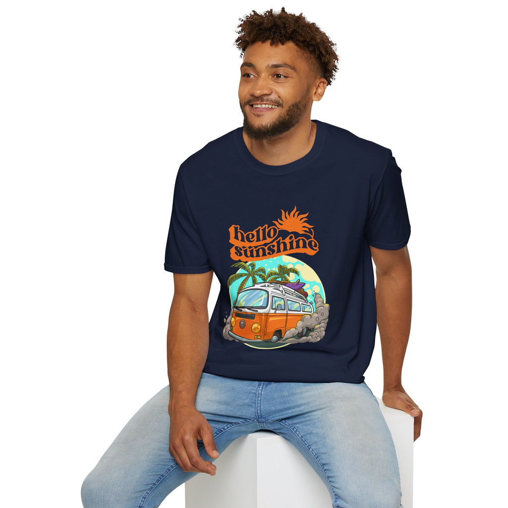 Hello Sunshine, Beach Van - Unisex Softstyle T-Shirt