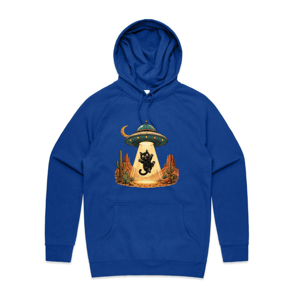 Black Cat Alien UFO Abduction Men's AS Colour Hoodie
