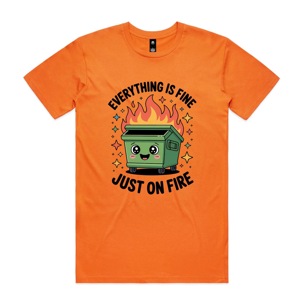 Skip Bin, Dumpster Fire Men's AS Colour T-shirt Orange Mens T-shirt Printed In Australia