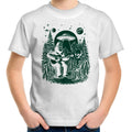 Alien And Bigfoot Playing Guitar - Kids Youth T-shirt White Kids Youth T-shirt Music Printed In Australia Sci Fi