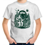 Alien And Bigfoot Playing Guitar - Kids Youth T-shirt White Kids Youth T-shirt Music Printed In Australia Sci Fi