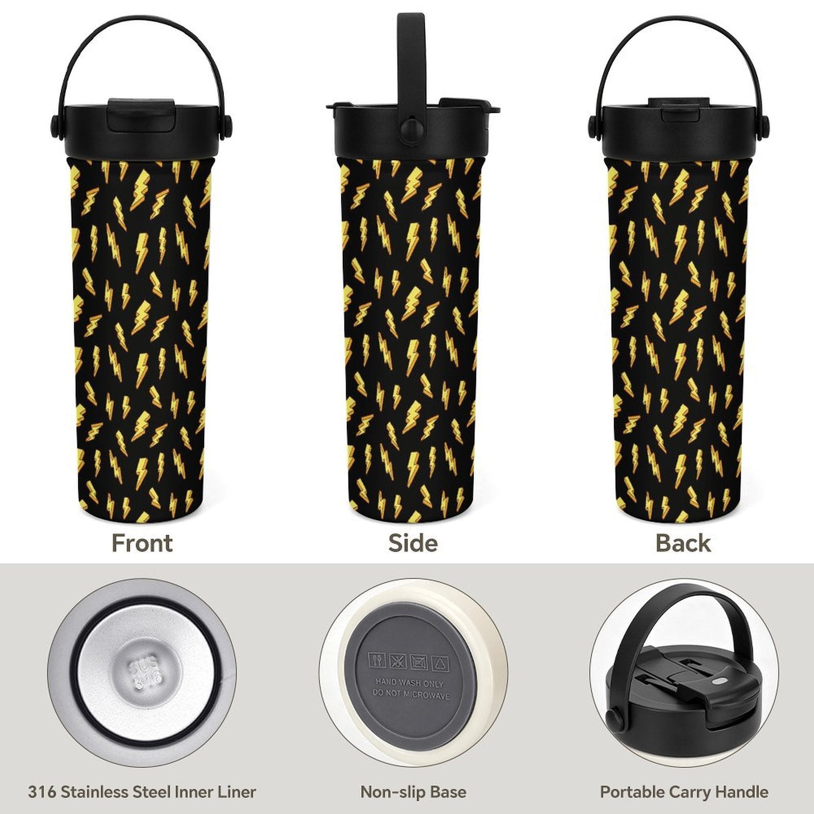 Lightning Bolts 20oz Tea Tumbler with Carry Handle