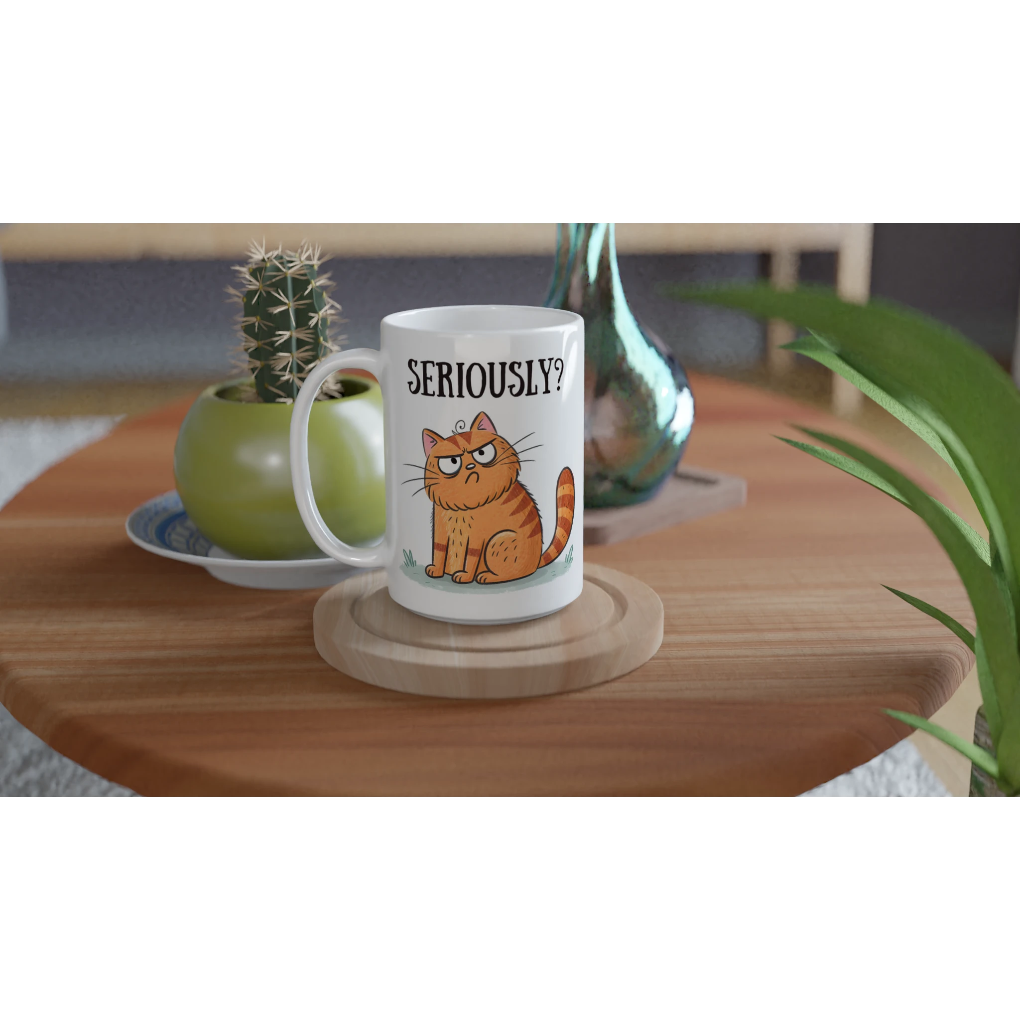 Cat Seriously? - White 15oz Ceramic Mug 15oz Mug animal Globally Fulfilled