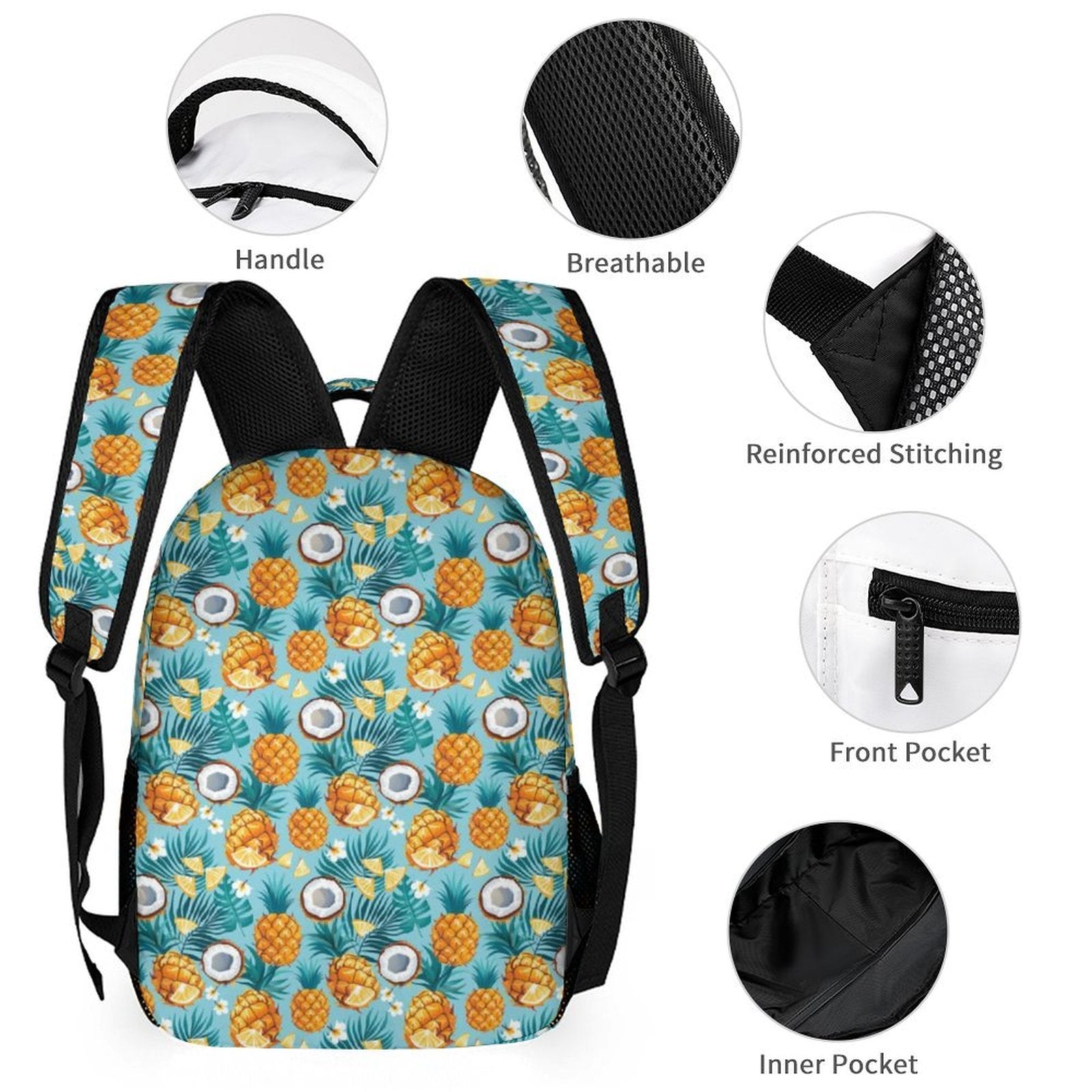 Pineapple Coconut Backpack, Lunch Bag & Pencil Case Set