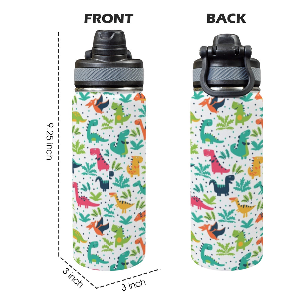 Colourful Dinosaurs - Insulated Water Bottle with Dual-Use Lid (18oz) Insulated Water Bottle with Dual-Use Lid (18oz) animal Printed Offshore