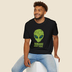Green Alien Head Humans Aren't Real Unisex T-Shirt Unisex Adult T-shirt Globally Fulfilled Sci Fi